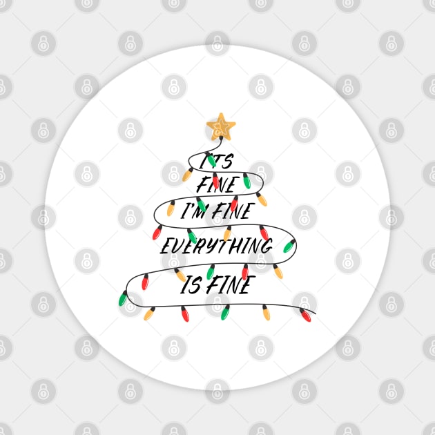 Minimalist Christmas Light Tree with Golden Star Topper Magnet by Creatifly Graphic Tees